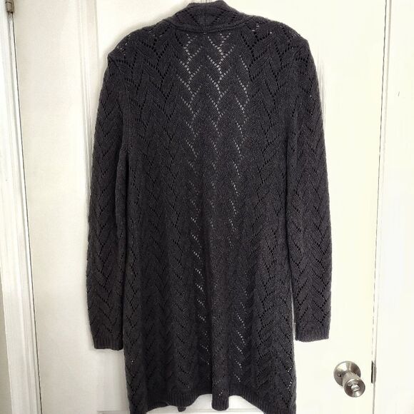 Leo & Nicole Gray Sweater Cardigan Open Front Duster Light Knit LS M - Picture 8 of 8